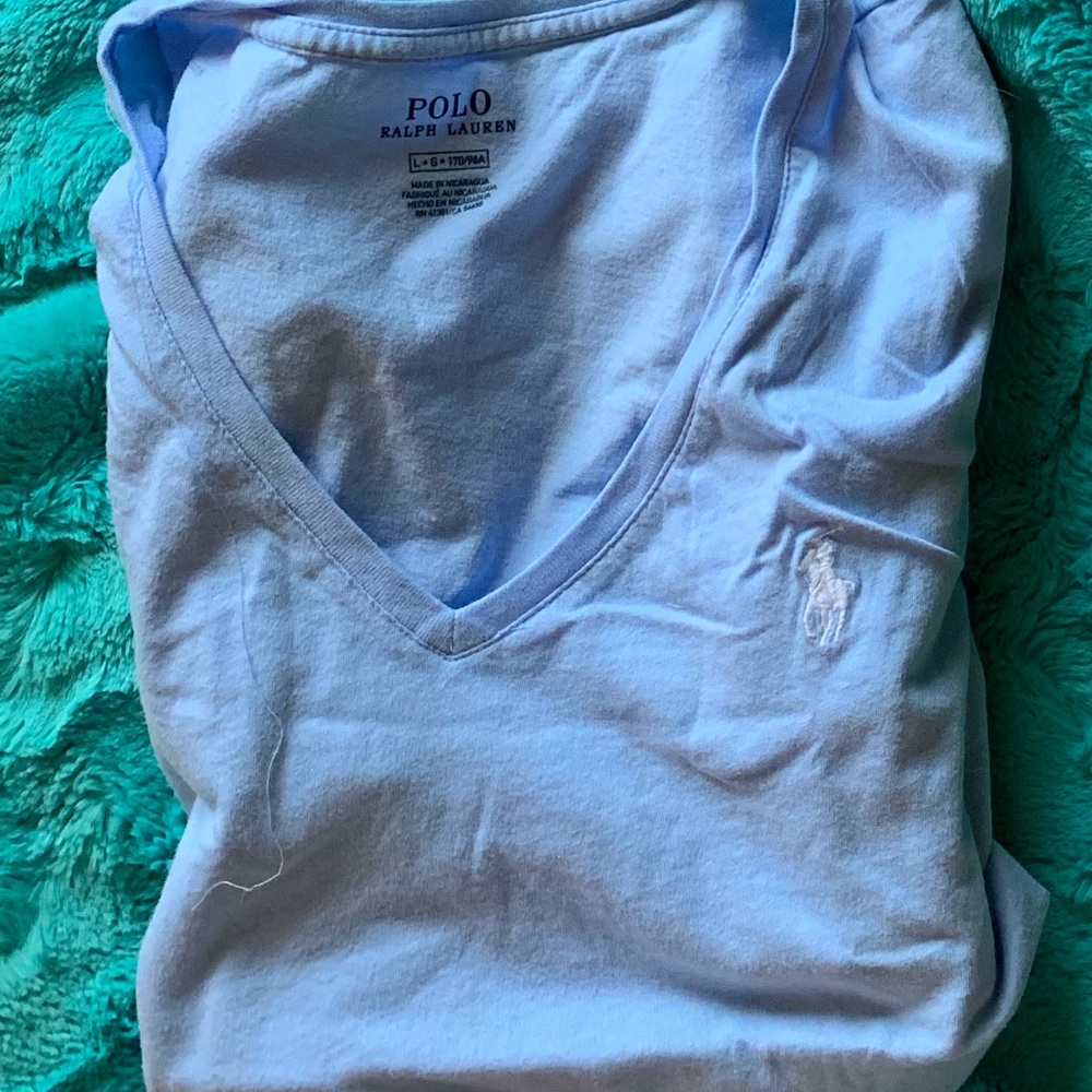 Light blue polo v neck